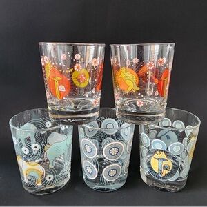 Vintage Handblown Tortoise Shell Drinking Glass Water Glass Clear 16 oz